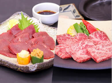 馬刺し&福島牛